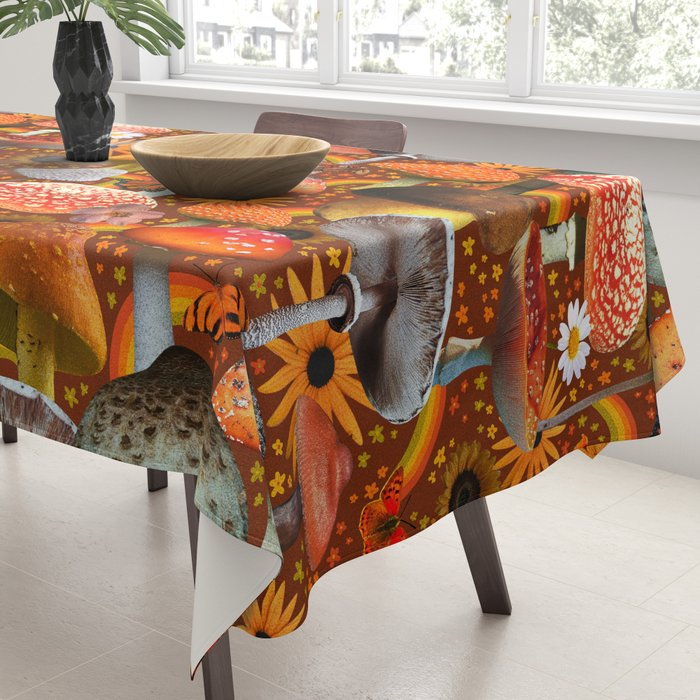Mushroom Collage Print in Orange Tablecloth Gallery Image 3