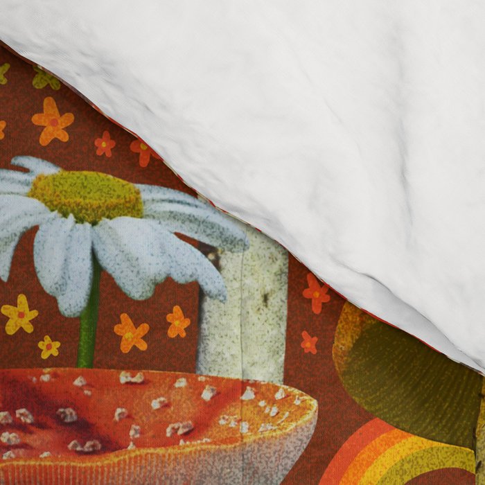 Mushroom Collage Print in Orange Comforter Gallery Image 4