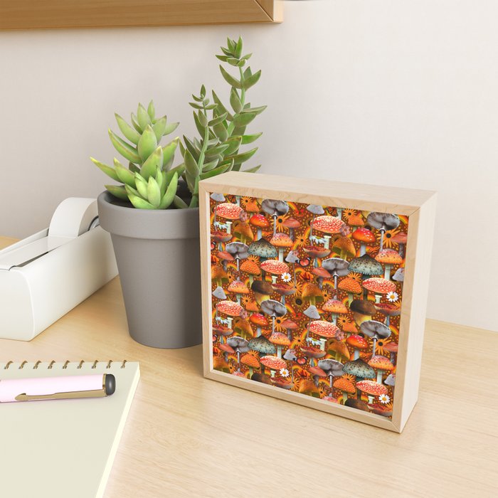 Mushroom Collage Print in Orange Mini Art Print Gallery Image 2