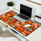 Mushroom Collage Print in Orange Desk Mat Gallery Image 2