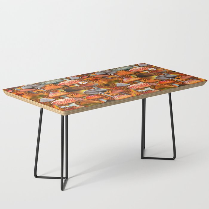 Mushroom Collage Print in Orange Coffee Table Gallery Image 1