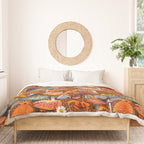 Mushroom Collage Print in Orange Duvet Cover Gallery Image 3