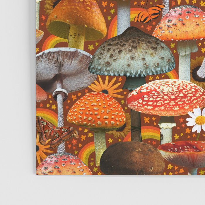 Mushroom Collage Print in Orange Poster Gallery Image 3