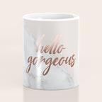 Hello Gorgeous, Rose Gold, Pink, Marble Coffee Mug Gallery Image 4