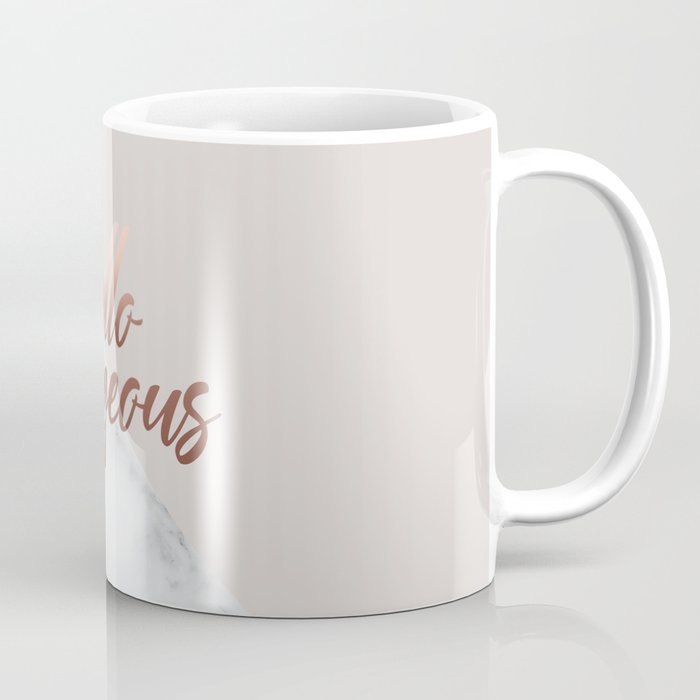Hello Gorgeous, Rose Gold, Pink, Marble Coffee Mug Gallery Image 1
