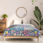Flowers And Cats Blue Pink Yellow Comforter Gallery Image 3