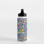 Flowers And Cats Blue Pink Yellow Water Bottle Gallery Image 3