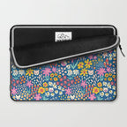 Flowers And Cats Blue Pink Yellow Laptop Sleeve Gallery Image 2