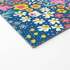 Flowers And Cats Blue Pink Yellow Welcome Mat Gallery Image 2