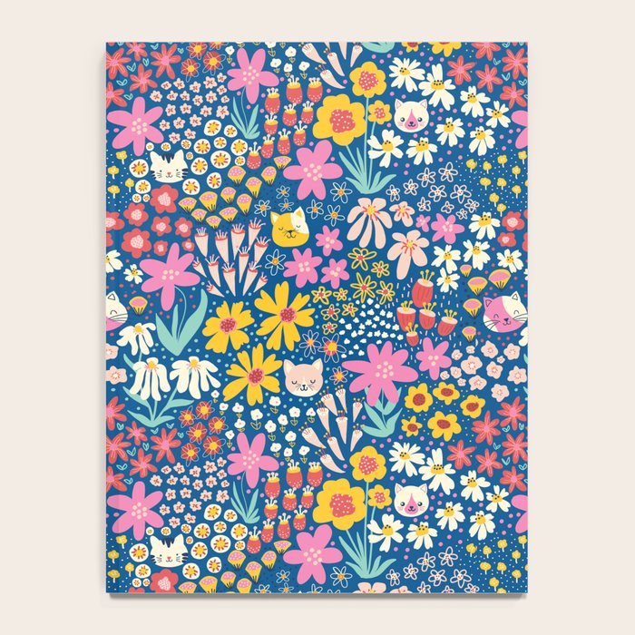 Flowers And Cats Blue Pink Yellow Notebook Gallery Image 4