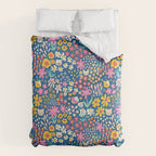Flowers And Cats Blue Pink Yellow Comforter Gallery Image 6