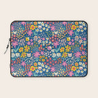 Flowers And Cats Blue Pink Yellow Laptop Sleeve Gallery Image 1