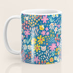 Flowers And Cats Blue Pink Yellow Coffee Mug Gallery Image 3