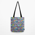 Flowers And Cats Blue Pink Yellow Tote Bag Gallery Image 2