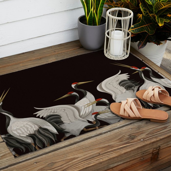 Japanese Heron Landscape Outdoor Rug Gallery Image 2