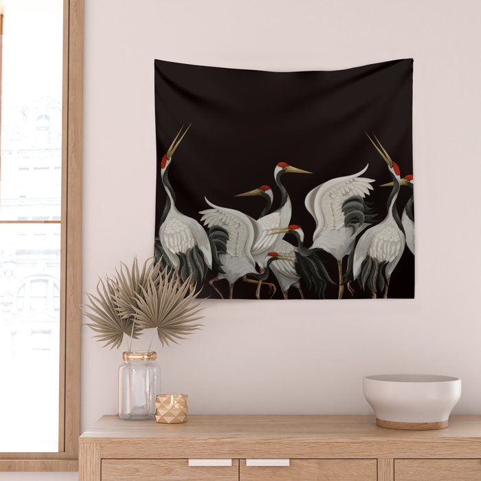 Japanese Heron Landscape Wall Tapestry Gallery Image 2