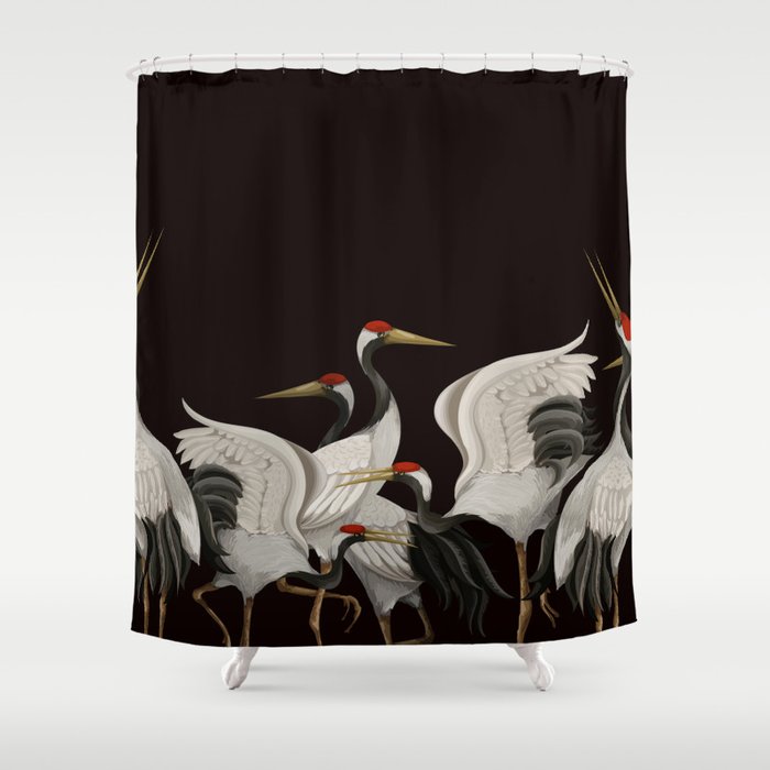 Japanese Heron Landscape Shower Curtain Gallery Image 1