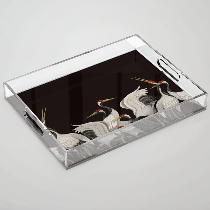 Japanese Heron Landscape Acrylic Tray Gallery Image 1