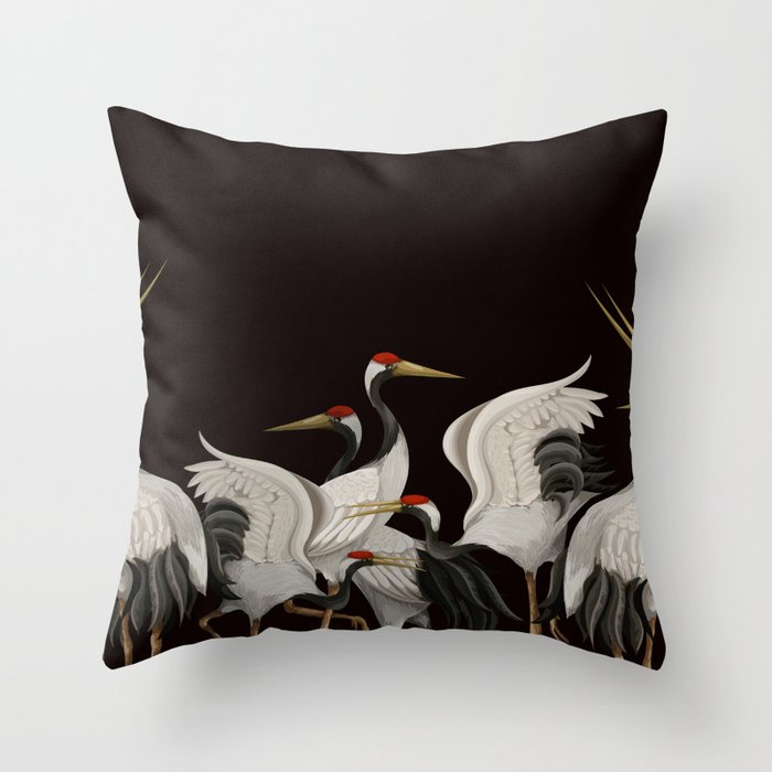 Japanese Heron Landscape Throw Pillow Gallery Image 6