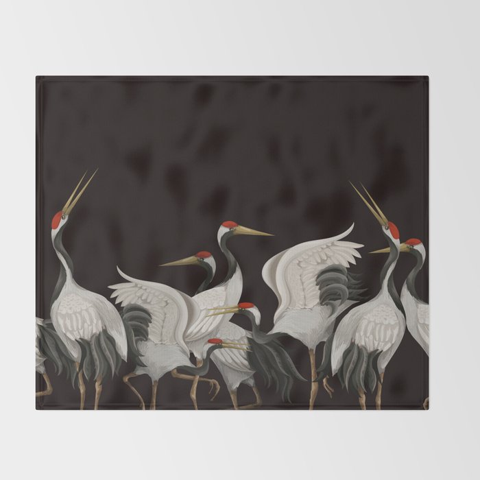 Japanese Heron Landscape Throw Blanket Gallery Image 2