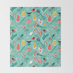 Backyard BBQ Aqua Throw Blanket Gallery Image 2