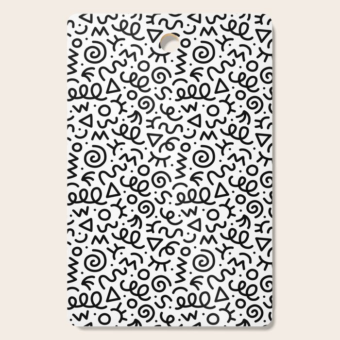 Fun black and white doodle art pattern Cutting Board Gallery Image 1