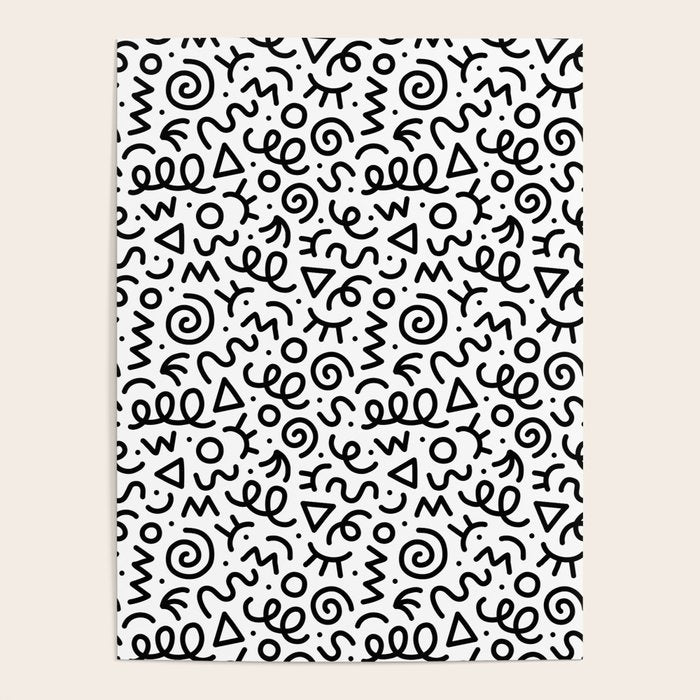 Fun black and white doodle art pattern Poster Gallery Image 4