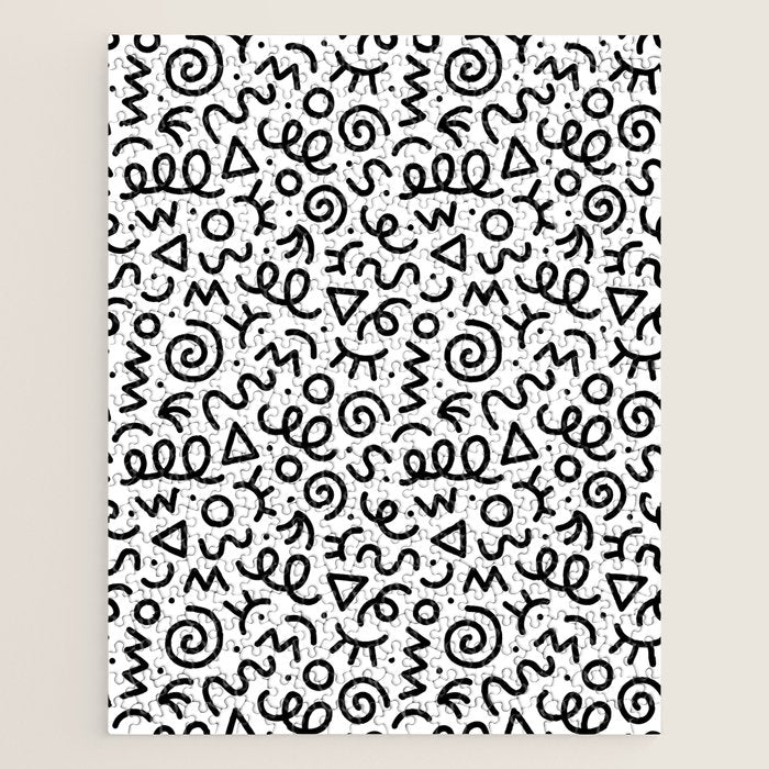 Fun black and white doodle art pattern Jigsaw Puzzle Gallery Image 1