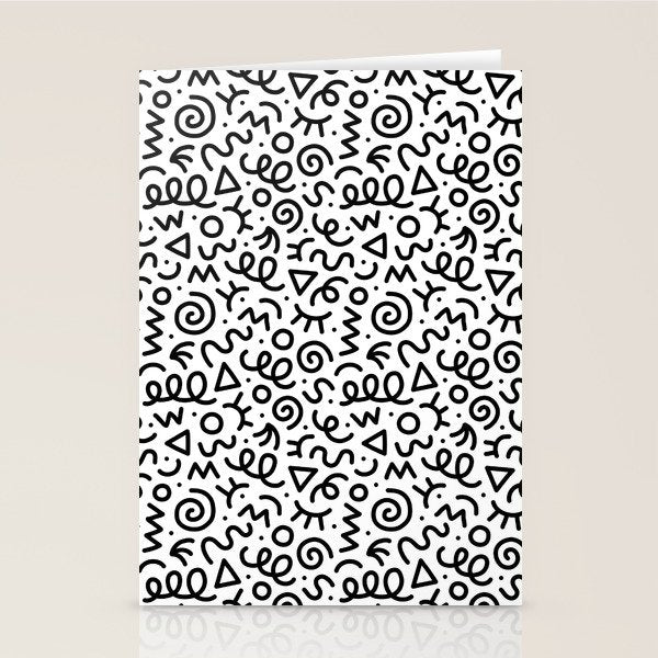 Fun Black And White Doodle Art Pattern Stationery Card