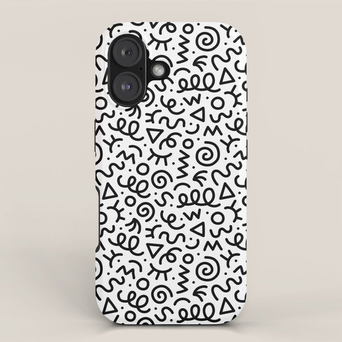 Fun black and white doodle art pattern iPhone Case Gallery Image 1