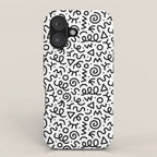 Fun black and white doodle art pattern iPhone Case Gallery Image 1