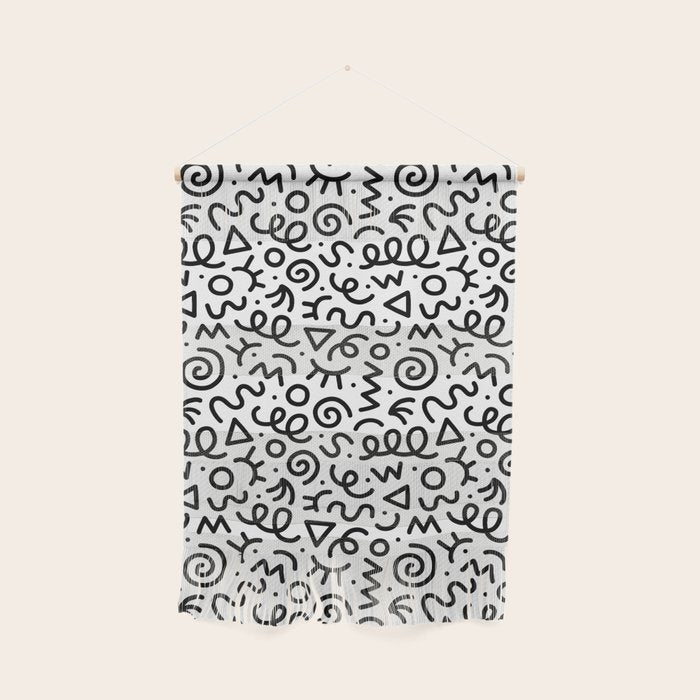 Fun black and white doodle art pattern Wall Hanging Gallery Image 1