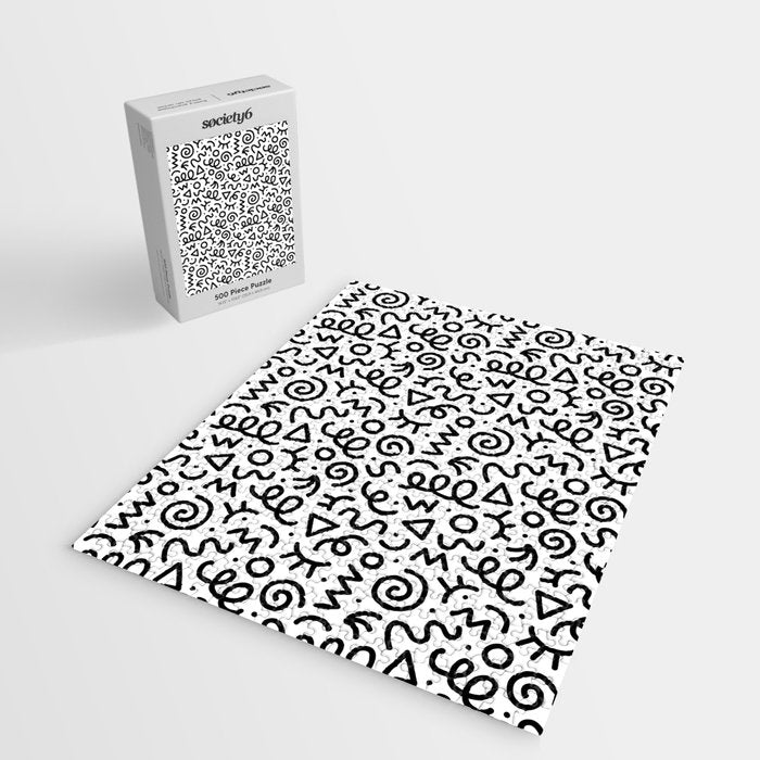 Fun black and white doodle art pattern Jigsaw Puzzle Gallery Image 2