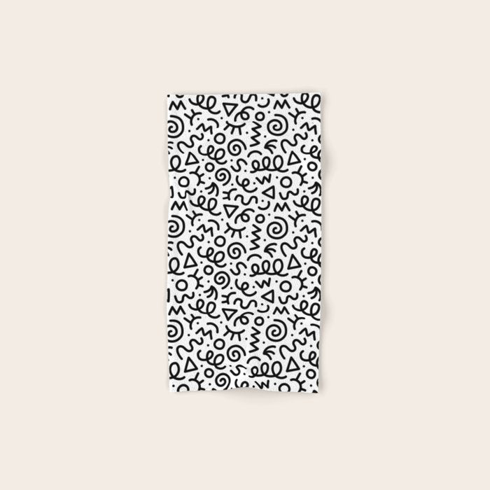 Fun black and white doodle art pattern Bath Towel Gallery Image 1