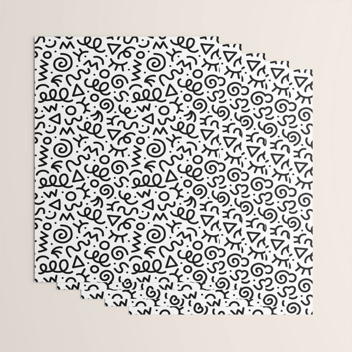 Fun black and white doodle art pattern Wrapping Paper Gallery Image 3