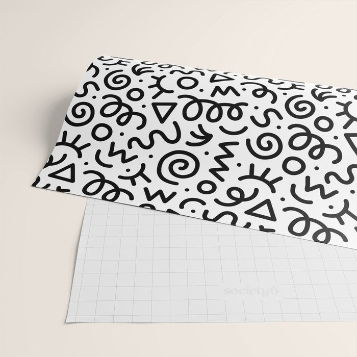 Fun black and white doodle art pattern Wrapping Paper Gallery Image 2