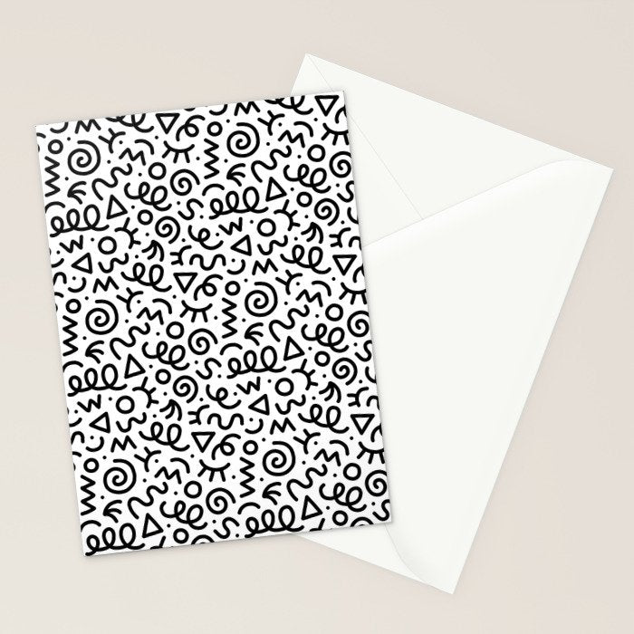 Fun black and white doodle art pattern Stationery Card Gallery Image 2