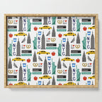 NYC travel pattern fun kids decor boys and girls nursery new york city theme Serving Tray Gallery Image 1