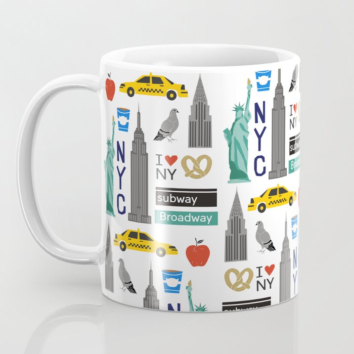 NYC travel pattern fun kids decor boys and girls nursery new york city theme Coffee Mug Gallery Image 3