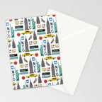 NYC travel pattern fun kids decor boys and girls nursery new york city theme Stationery Card Gallery Image 2