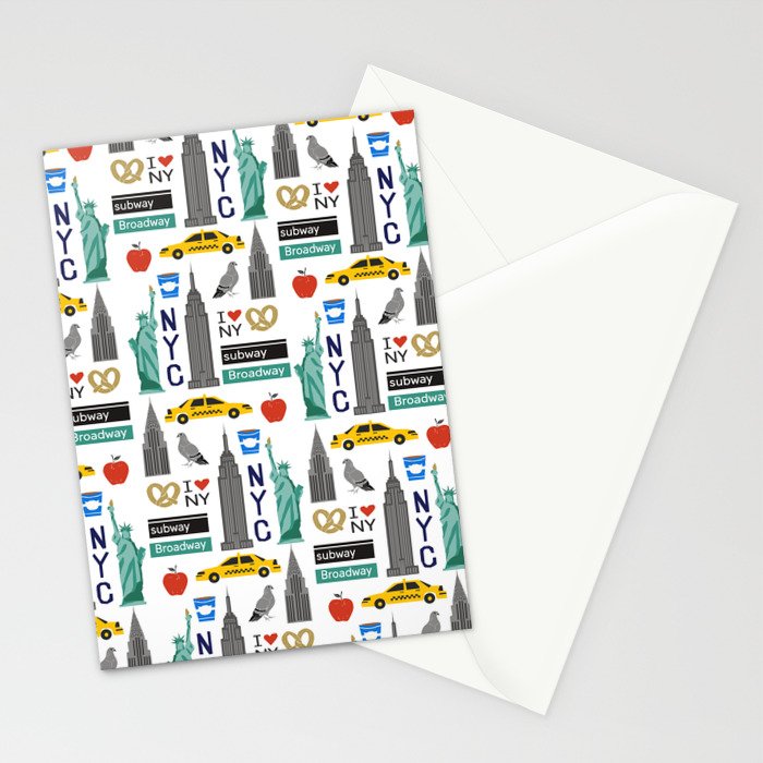 NYC travel pattern fun kids decor boys and girls nursery new york city theme Stationery Card Gallery Image 2
