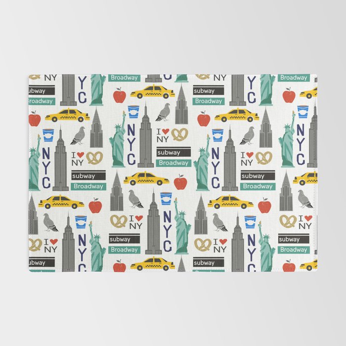 NYC travel pattern fun kids decor boys and girls nursery new york city theme Rug Gallery Image 2