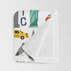 NYC travel pattern fun kids decor boys and girls nursery new york city theme Throw Blanket Gallery Image 3