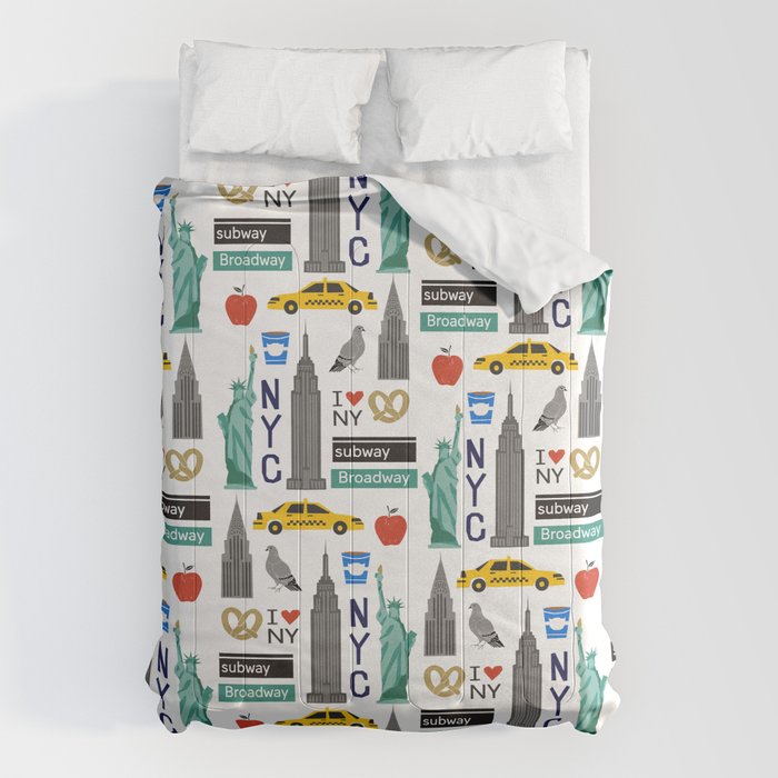 NYC travel pattern fun kids decor boys and girls nursery new york city theme Comforter Gallery Image 6