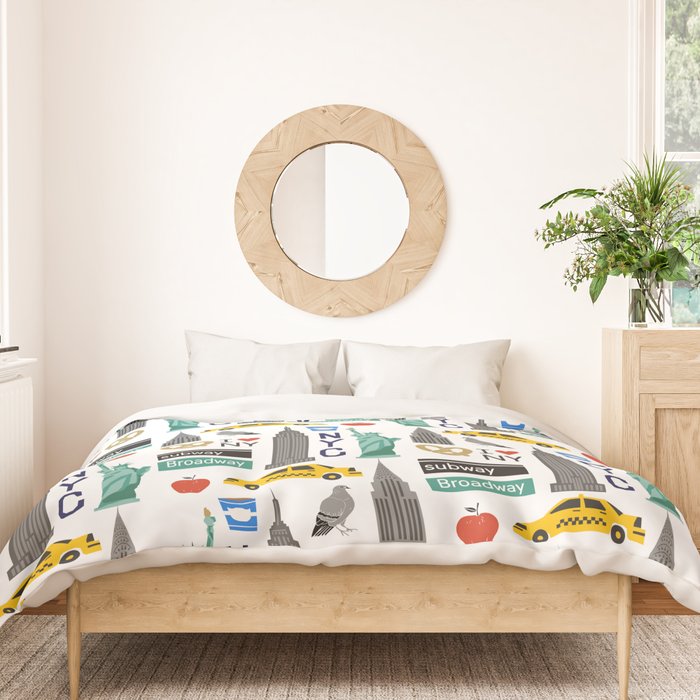 NYC travel pattern fun kids decor boys and girls nursery new york city theme Duvet Cover Gallery Image 3
