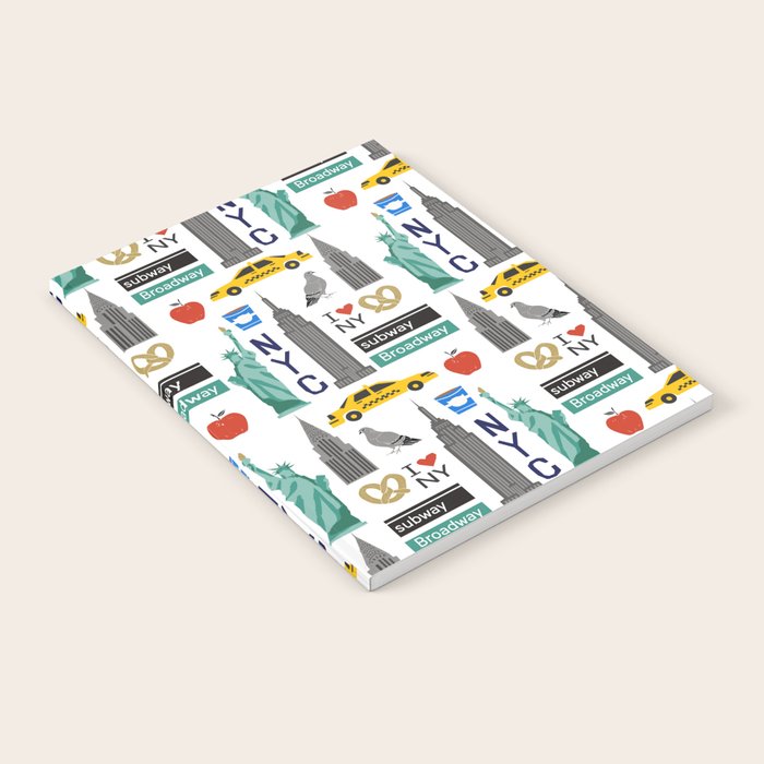 NYC travel pattern fun kids decor boys and girls nursery new york city theme Notebook Gallery Image 1