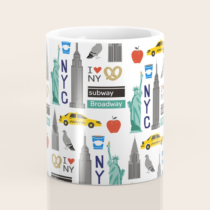 NYC travel pattern fun kids decor boys and girls nursery new york city theme Coffee Mug Gallery Image 4