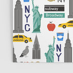 NYC travel pattern fun kids decor boys and girls nursery new york city theme Poster Gallery Image 3