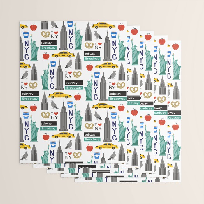 NYC travel pattern fun kids decor boys and girls nursery new york city theme Wrapping Paper Gallery Image 3