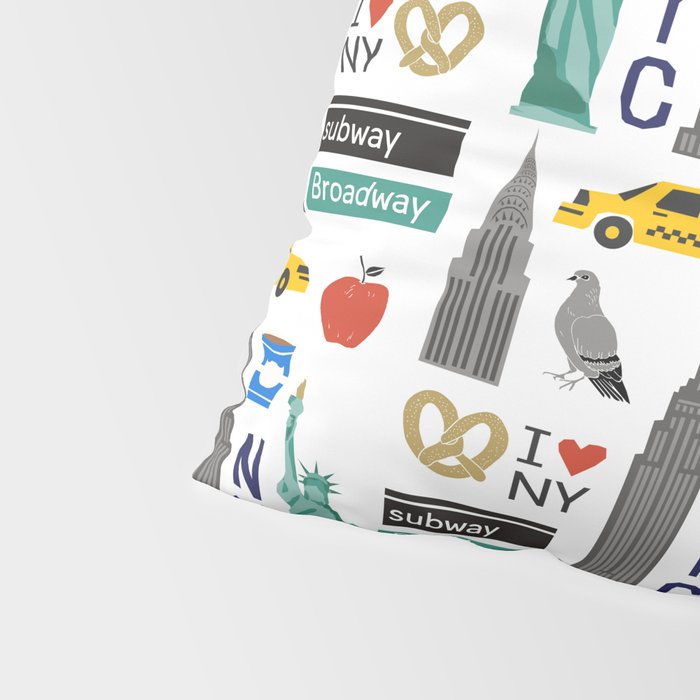 NYC travel pattern fun kids decor boys and girls nursery new york city theme Pillow Sham Gallery Image 4